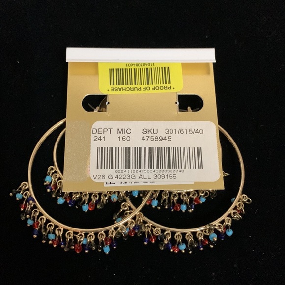 Kate Landry 2” double hoop w dangly glass beads pierced earrings from Macys - Picture 5 of 5
